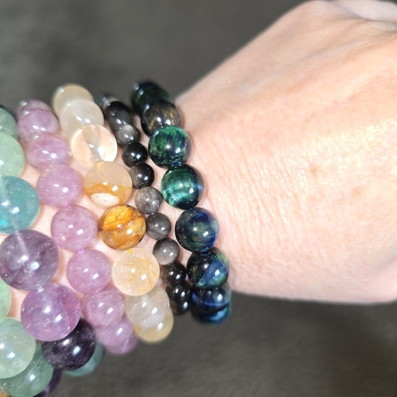 AAA Tigers Eye Bracelet Blue Green ON SALE - Picture 4 of 8